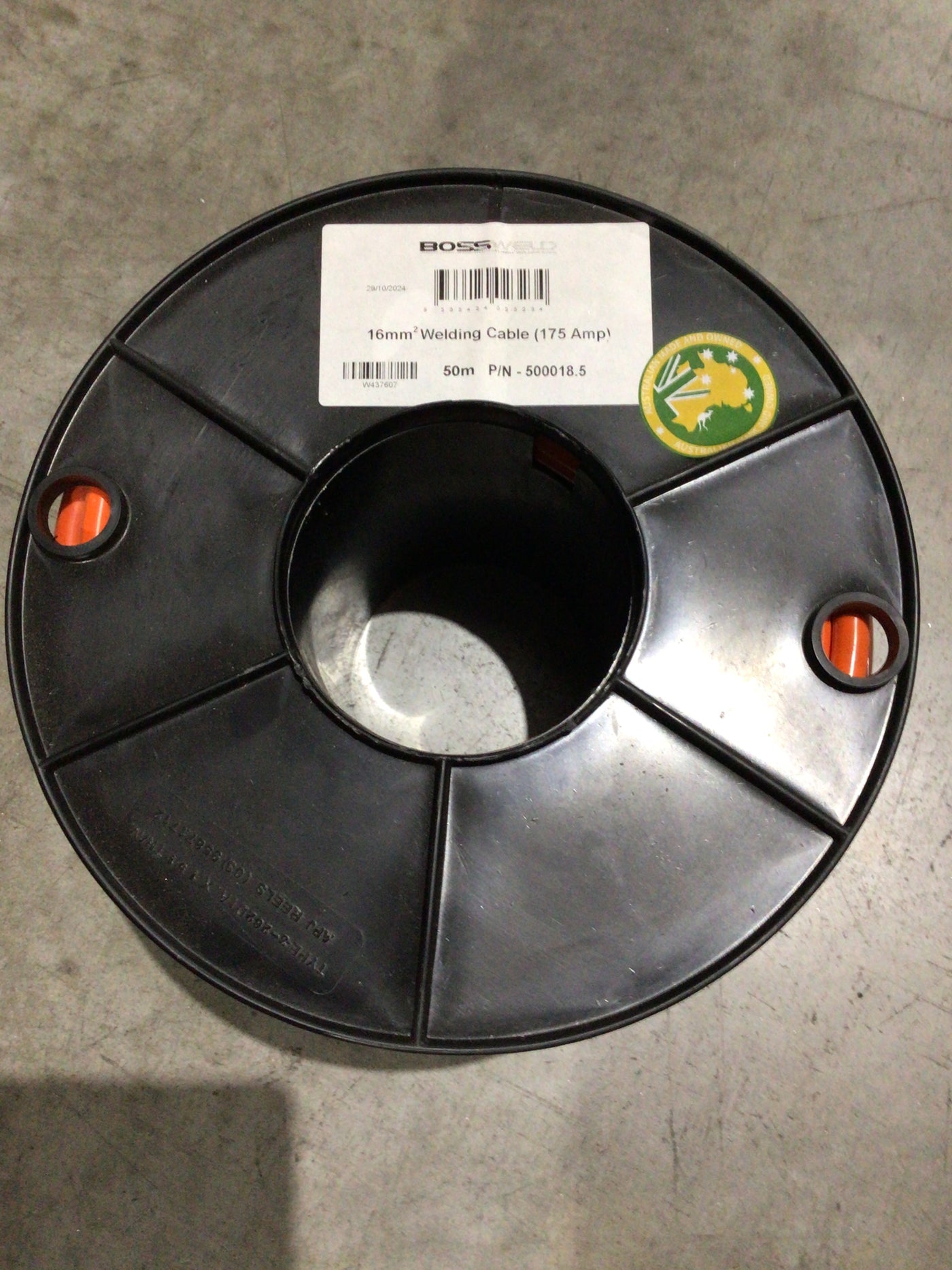 Bossweld 16mm2 Orange welding Cable 175A x 50 Mts Spool