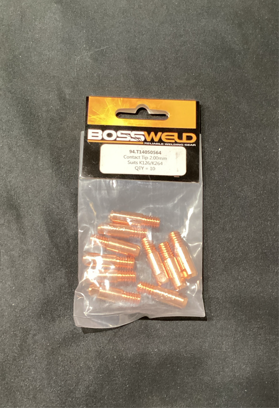 Bossweld Lincoln Style Contact tip 2.0mm suits K126/K264 (Pkt 10)