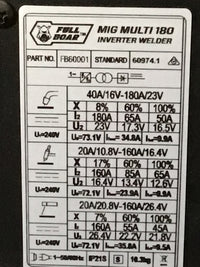 Full Boar Mutli 180 Inverter Welder - Refurb