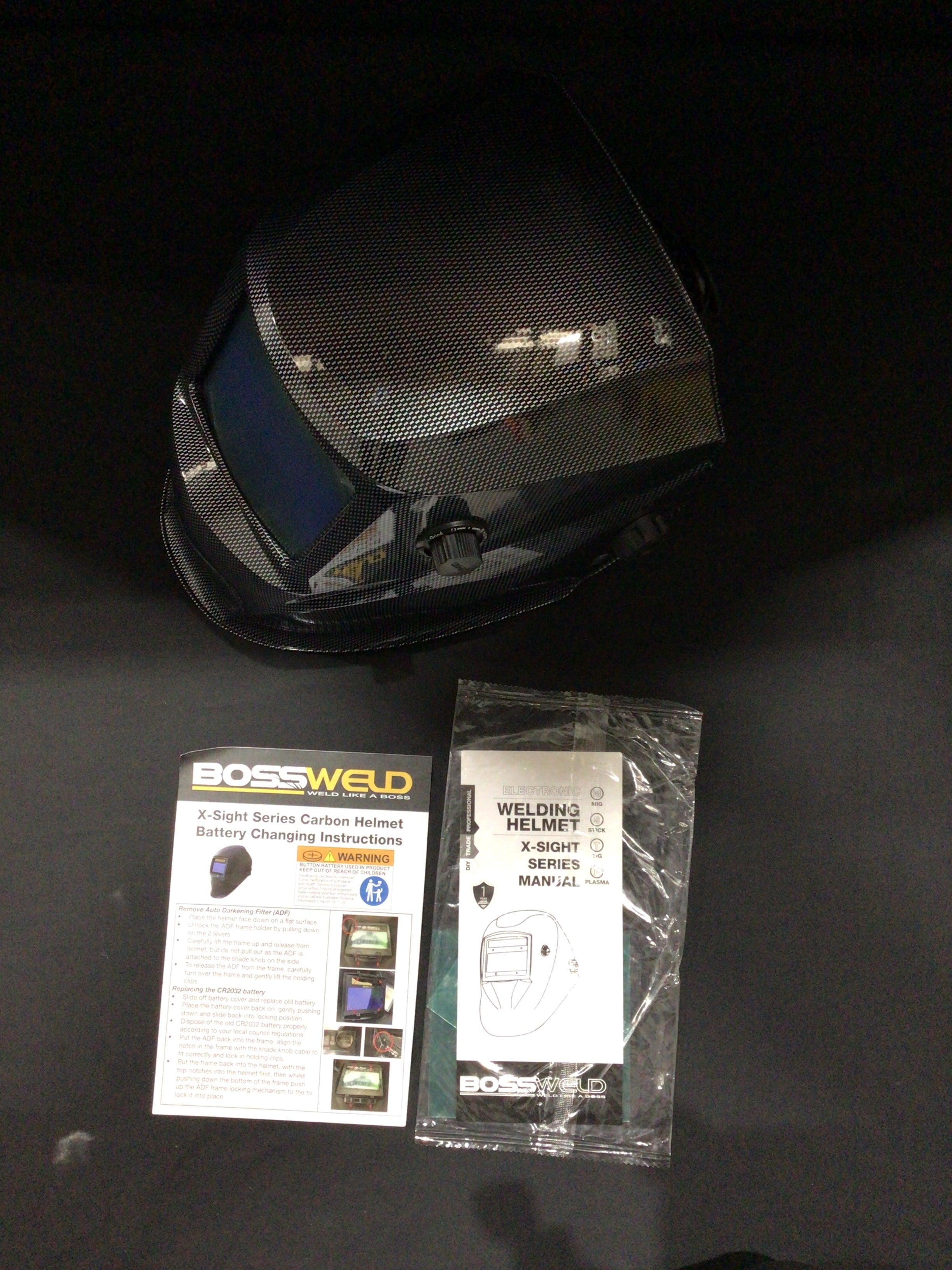 Bossweld X-Sight Series Electronic Welding Helmet (Carbon)- Refurb