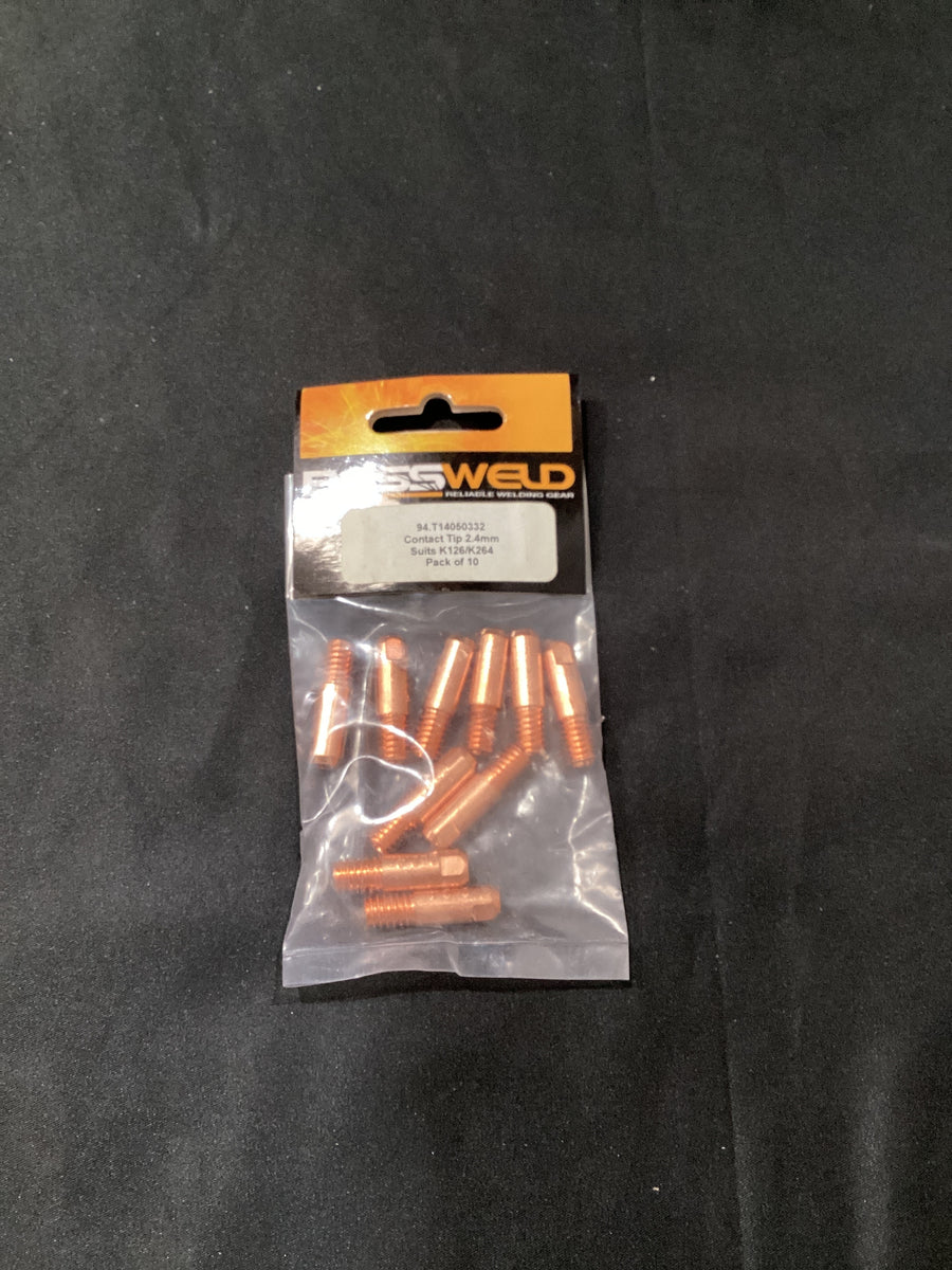 Bossweld Lincoln Style Contact tip  2.4mm suits K126/K264 (Pkt 10)
