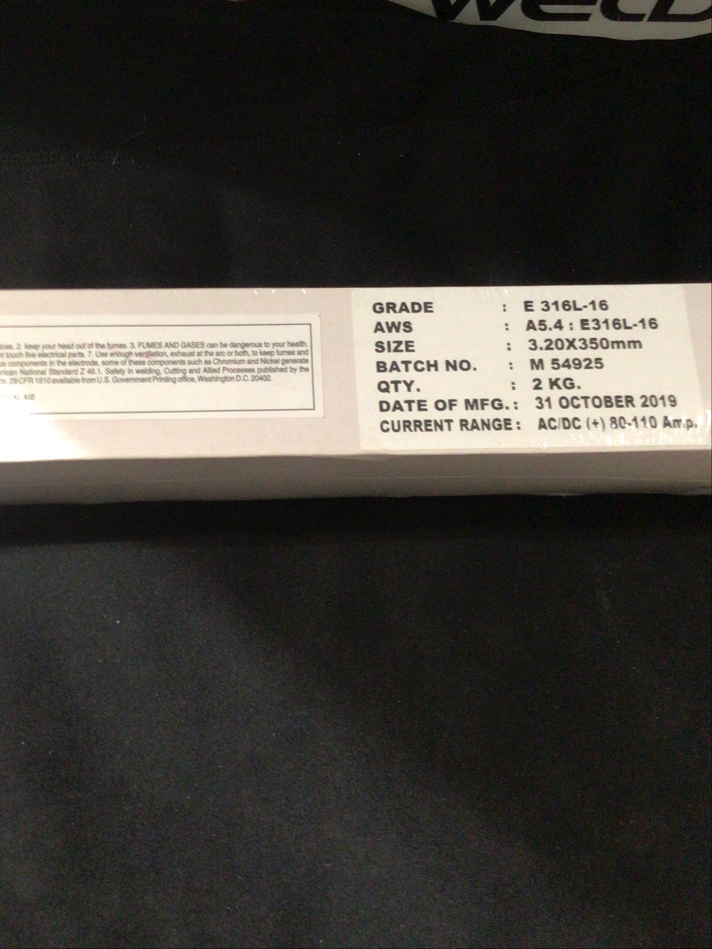 Bossweld 316L-16 Stainless Steel Electrodes 3.2mm, 2KG