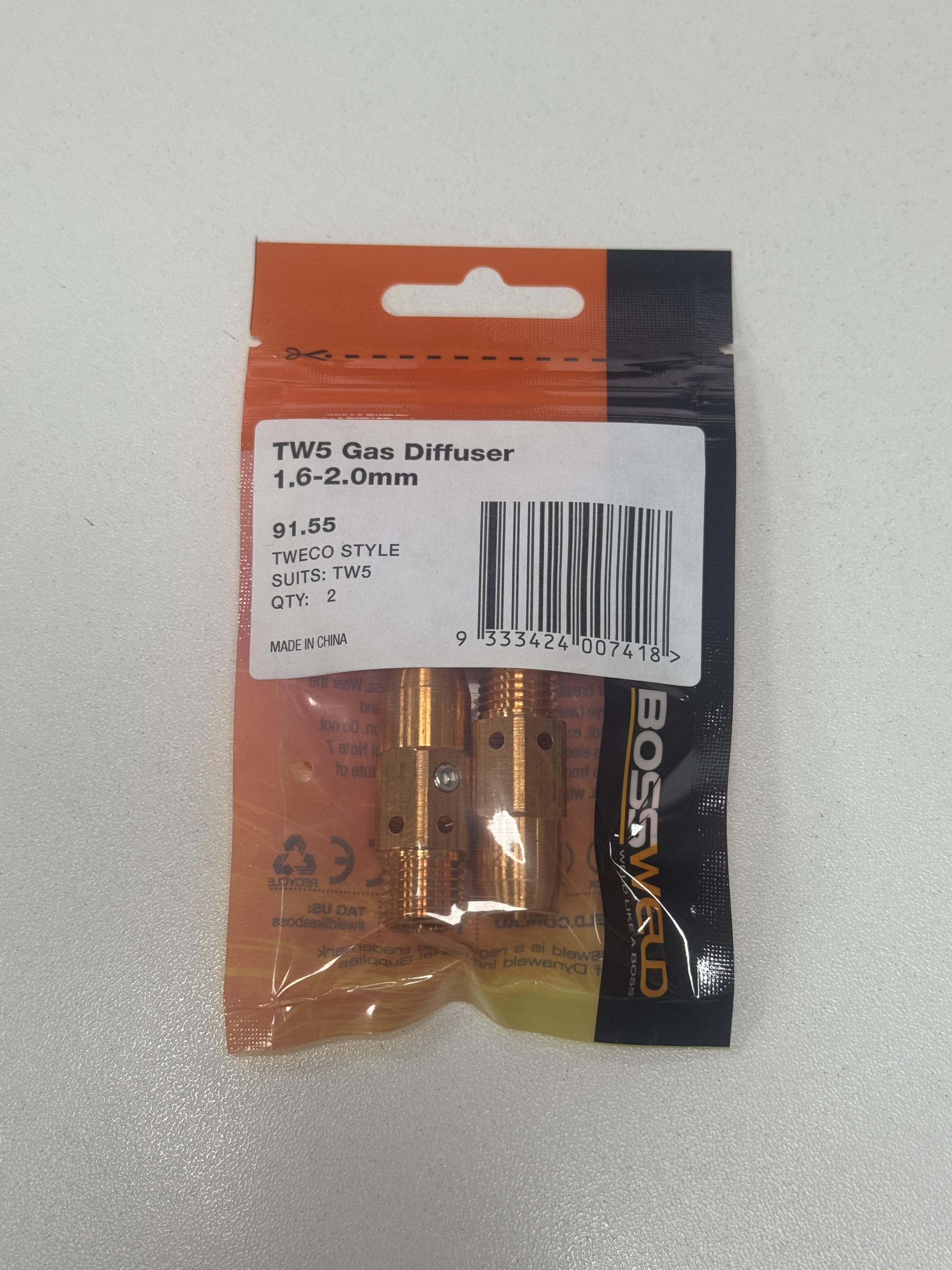 Bossweld Tweco 5 Style Gas Diffuser (1.6 - 2.4mm) (Pkt 2)
